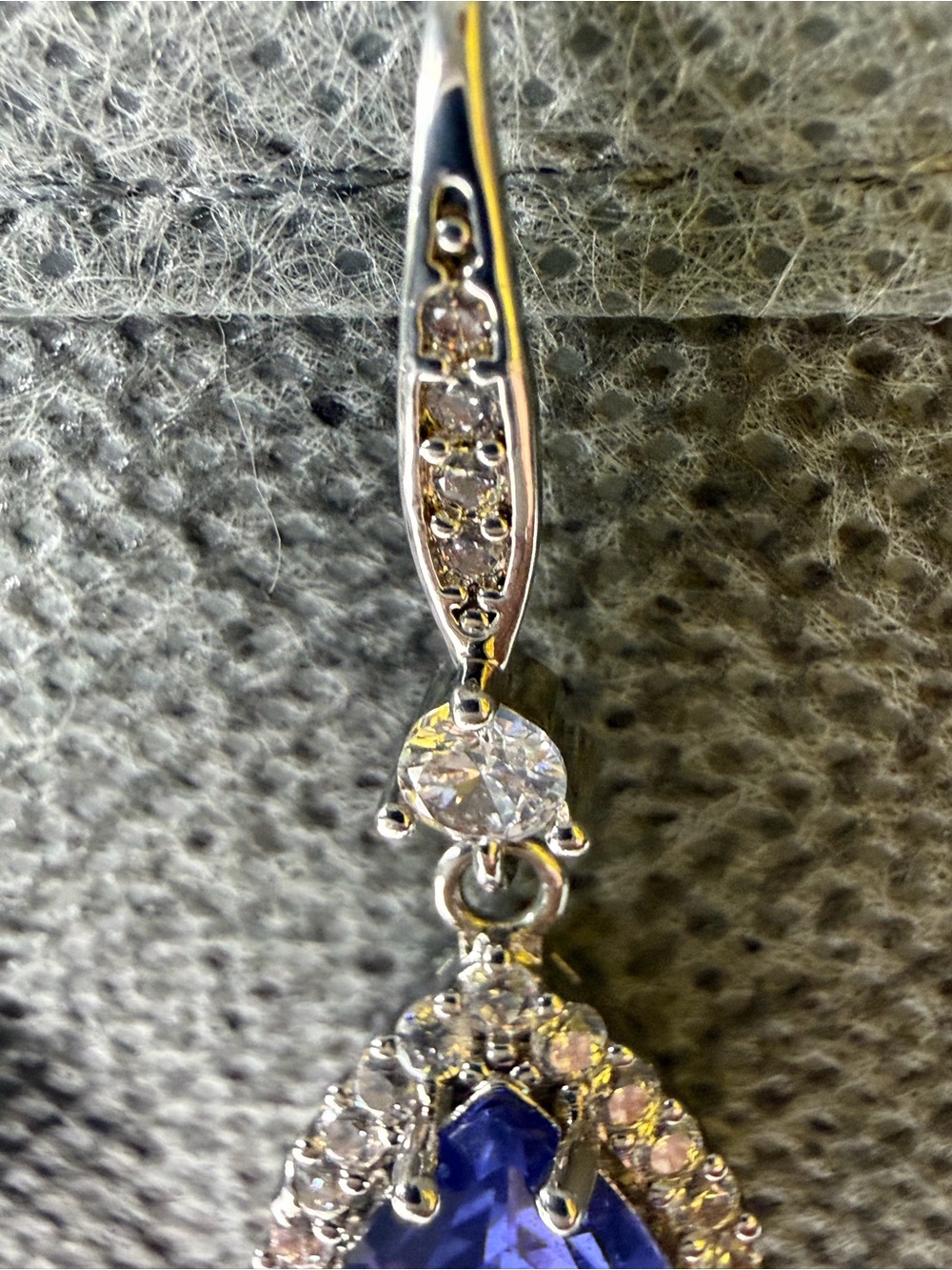 Sterling Silver Teardrop Blue Sapphire Halo Drop Earrings - Picture 5 of 5